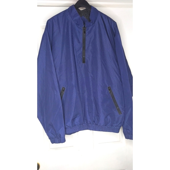 Descente  Blue Plaid Track Full Zip Men"s Jacket . - Picture 2 of 7